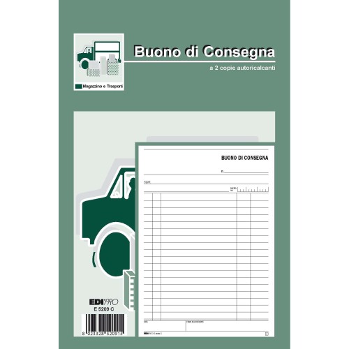 EDIPRO BLOCCO BUONO DI CONSEGNA AUTOCOPIANTE 2 COPIE 230X150MM 100 FOGLI CONF 10 Pz.